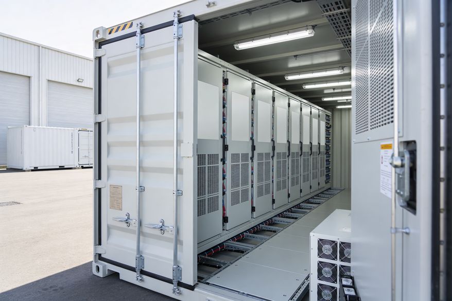 A portable data center solution featuring rows of server racks and integrated cooling units within a modified shipping container, ready for deployment. File photo credit: Snide12 via Shutterstock.