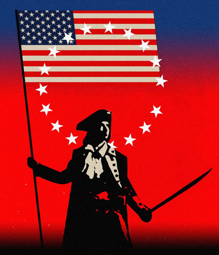 The United States of America's patriots and 250th anniversary illustration by Linas Garsys / The Washington Times