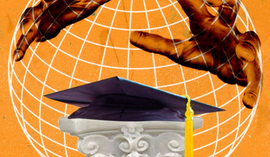The United States of America's universities and colleges and foreign influence illustration by Linas Garsys / The Washington Times
