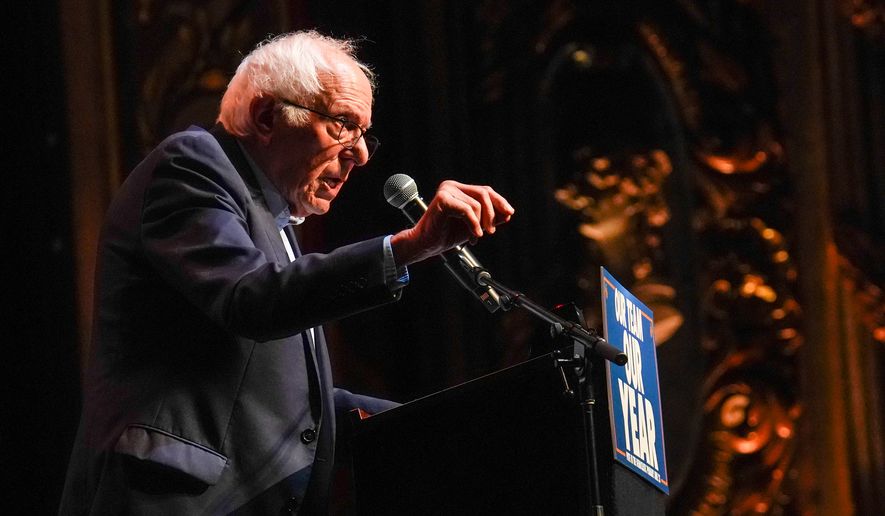 U.S. Sen. Bernie Sanders, I-VT., speaks during a Get Out The Vote rally ahead of New York's primary election, Thursday, June 18, 2026, in the Brooklyn borough of New York. (AP Photo/Ryan Murphy)