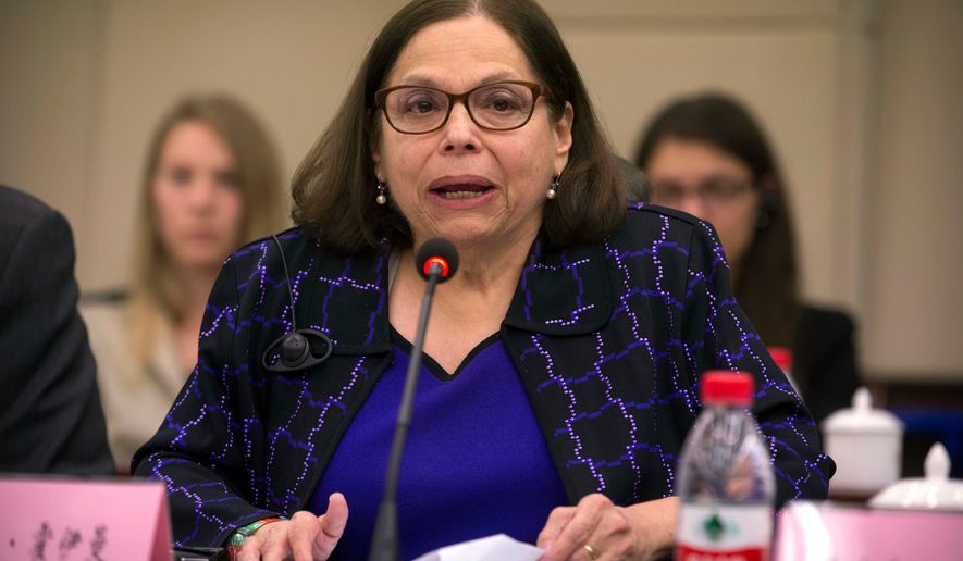 FILE - Judith Heumann, special advisor for International Disability Rights at the U.S. Department of State, speaks at the opening session of the China-U.S. Coordination Meeting on Disability in Beijing, April 12, 2016. (AP Photo/Mark Schiefelbein, Pool, File)