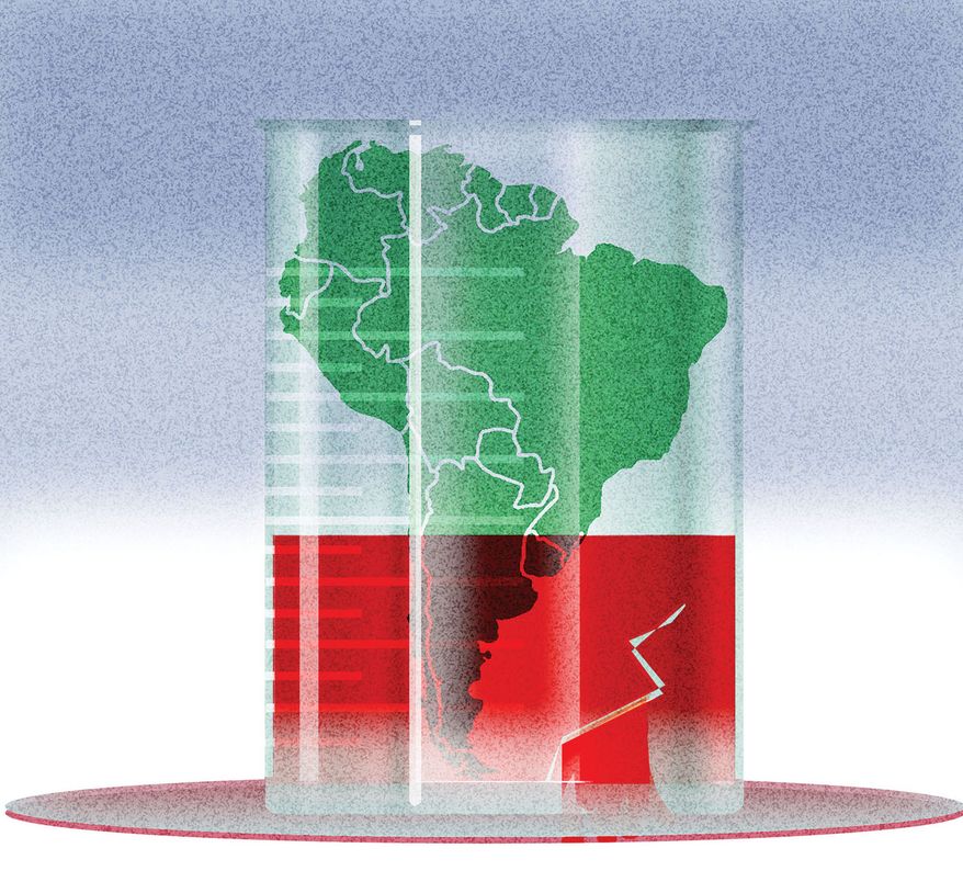 Latin America's shift to conservatism, illustrated by Alexander Hunter/The Washington Times