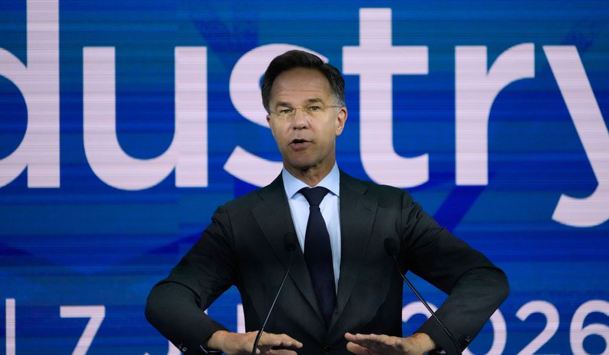NATO Secretary-General Mark Rutte speaks during the opening of the NATO Defense Industry Forum on the sidelines of the NATO summit in Ankara, Turkey, Tuesday, July 7, 2026. (AP Photo/Hussein Malla)