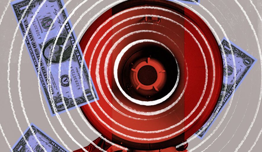 Campaign finance and spending laws and reforms illustration by Linas Garsys / The Washington Times