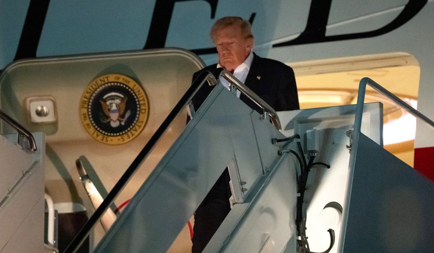 President Donald Trump arrives on Air Force One, Thursday, July 9, 2026, at Joint Base Andrews, Md. (AP Photo/Alex Brandon)