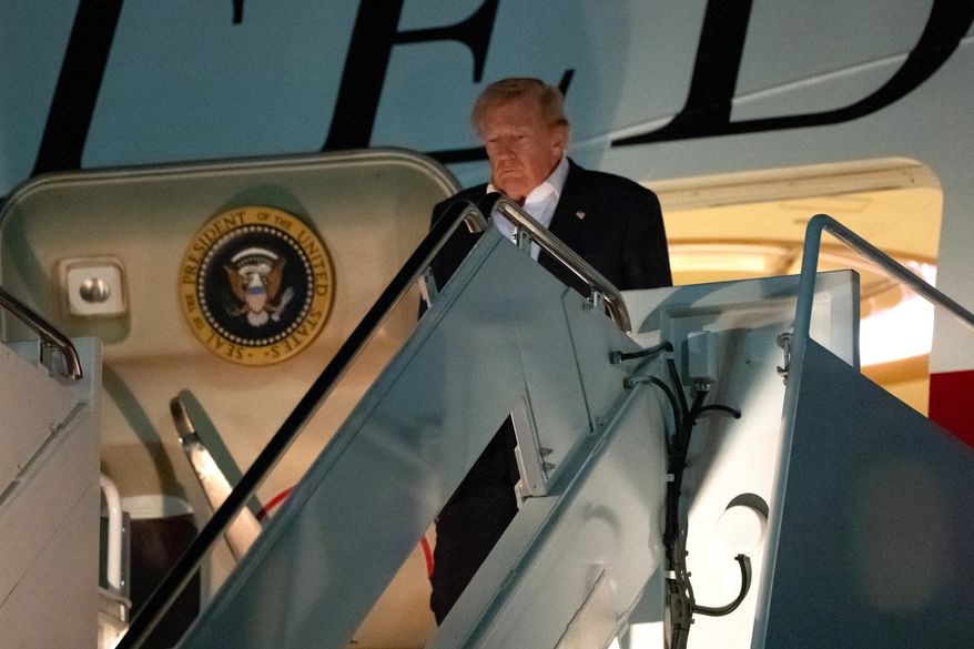 President Donald Trump arrives on Air Force One, Thursday, July 9, 2026, at Joint Base Andrews, Md. (AP Photo/Alex Brandon)