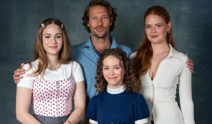 Skywalker Hughes, from left, Luke Bracey, Alice Halsey, and Crosby Fitzgerald pose for a portrait to promote "Little House on the Prairie" on Friday, May 15, 2026, in Los Angeles. (Photo by Andrew Park/Invision/AP)