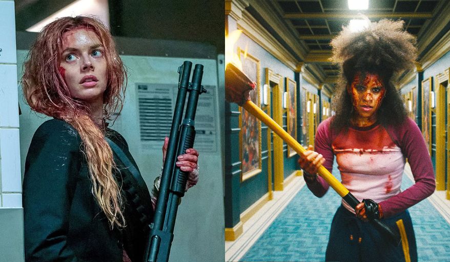 Gracie MacCaullay (Samara Weaving) in "Ready or Not 2: Here I Come" and Asia Reaves (Zazie Beetz) in "They Will Kill You," both now available in the home theater disc format.
