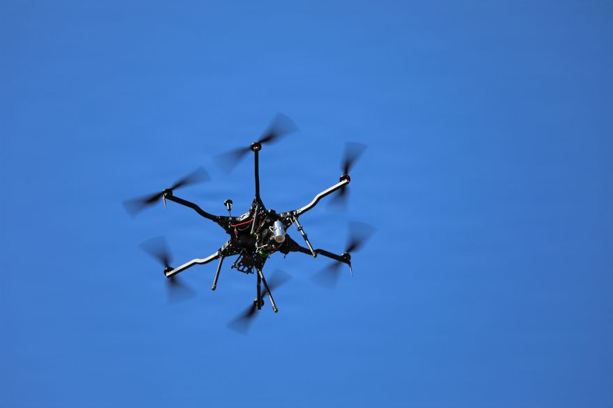 A drone navigates the sky during a practical flight training mission. 06.16.2026 Photo by Sheandra Sterling/U.S. Army Corps of Engineers, New England District (via DVIDS)
