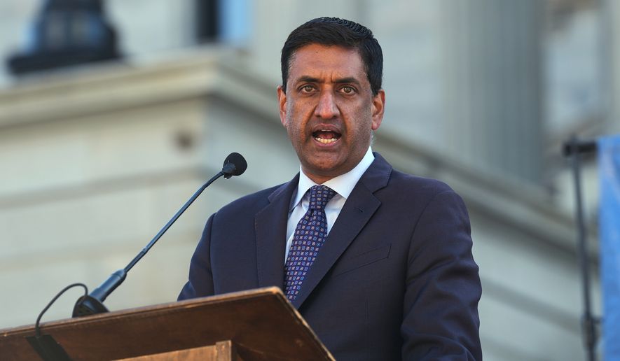 Rep. Ro Khanna, D-Calif., speaks at a Martin Luther King Jr. Day commemoration at the South Carolina Statehouse, Jan. 19, 2026, in Columbia, S.C. (AP Photo/Meg Kinnard, File)