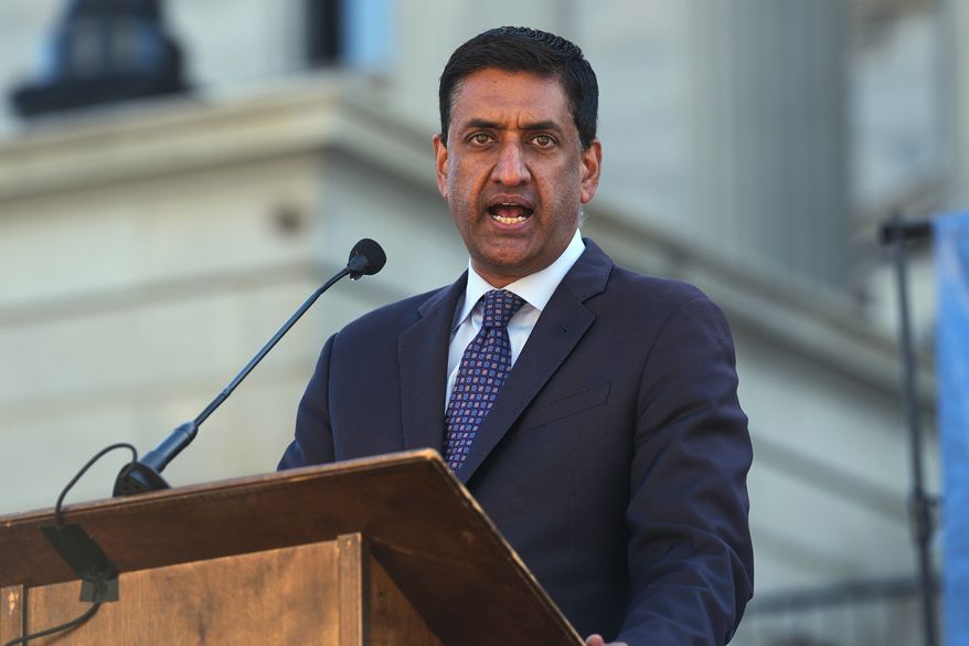 FILE - Rep. Ro Khanna, D-Calif., speaks at a Martin Luther King Jr. Day commemoration at the South Carolina Statehouse, Jan. 19, 2026, in Columbia, S.C. (AP Photo/Meg Kinnard, File)