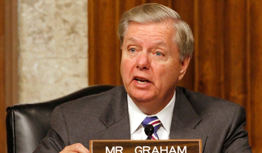 FILE - Sen. Lindsey Graham, R-S.C. speaks on Capitol Hill in Washington,, July 11, 2017, during a hearing of the Senate Armed Services committee. (AP Photo/Jacquelyn Martin, File)