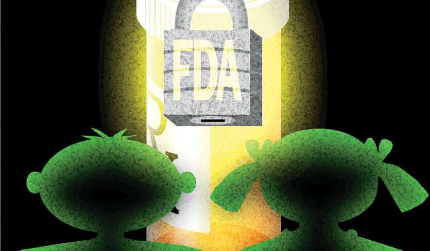 U.S. Food and Drug Administration (FDA) approving life-saving treatments for children illustration by Alexander Hunter/The Washington Times
