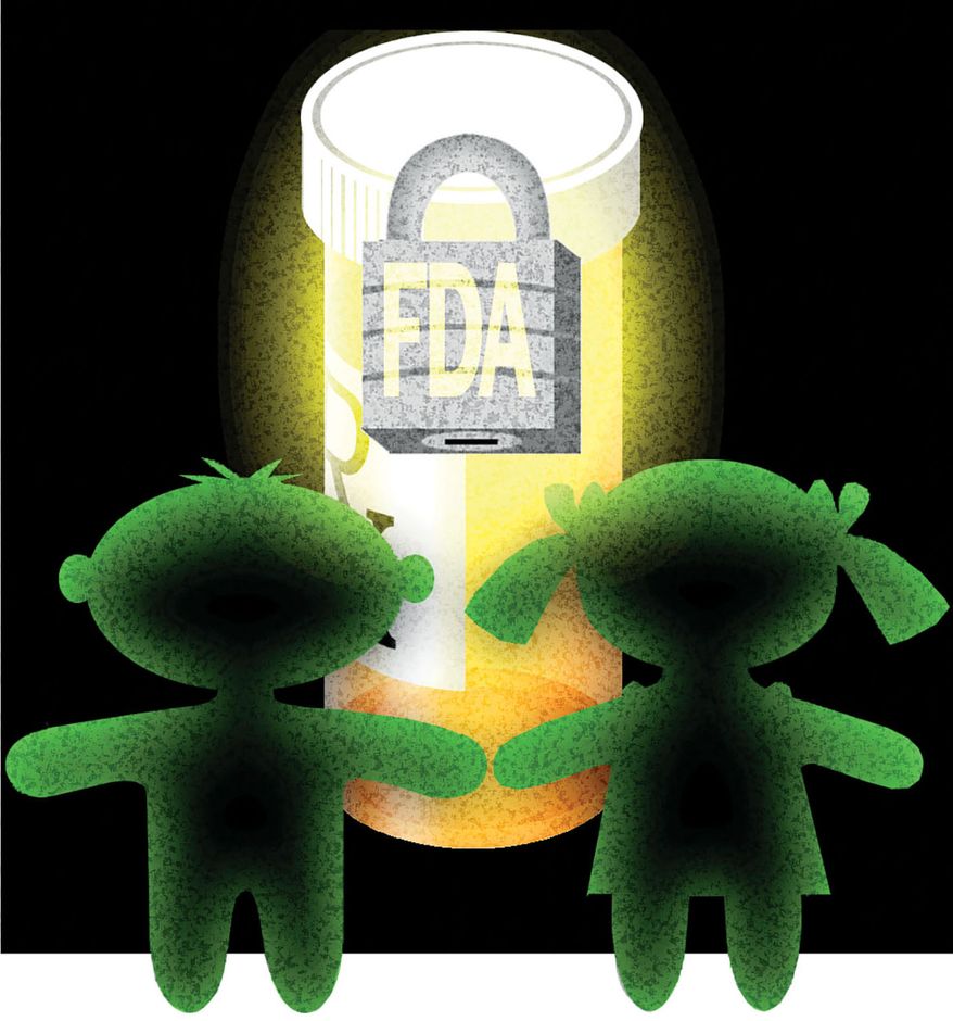 U.S. Food and Drug Administration (FDA) approving life-saving treatments for children illustration by Alexander Hunter/The Washington Times