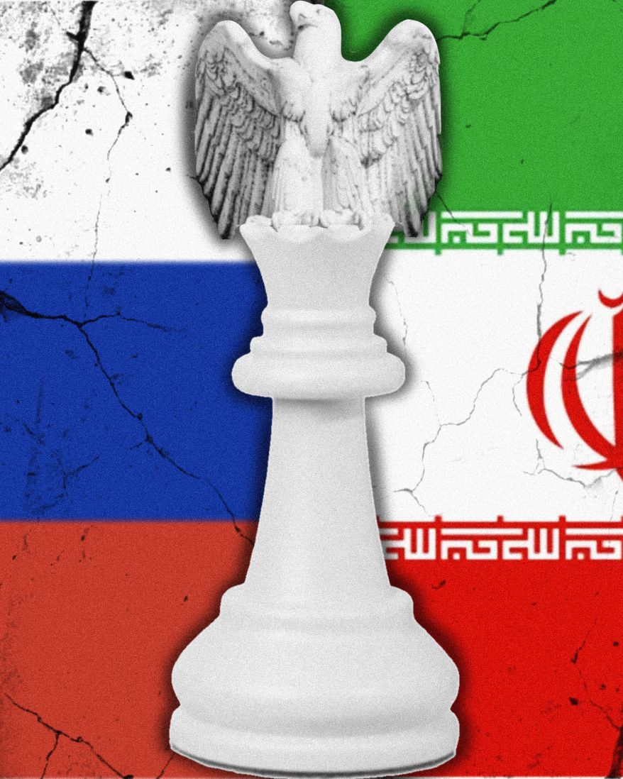 The United States of America dealing with Russia and Iran illustration by Linas Garsys / The Washington Times