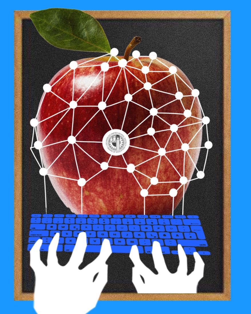 Artificial intelligence (AI) adoption in Los Angeles Unified School District illustration by Linas Garsys / The Washington Times