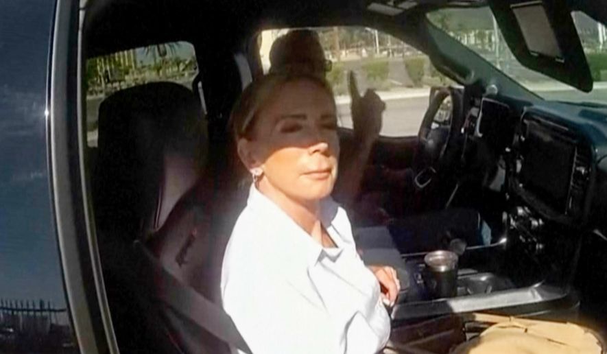 This image taken from a Las Vegas Metropolitan Police Department body camera video shows a police officer pulling over Nevada Gov. Joe Lombardo on May 15, 2026, in Las Vegas. (Las Vegas Metropolitan Police Department via AP)