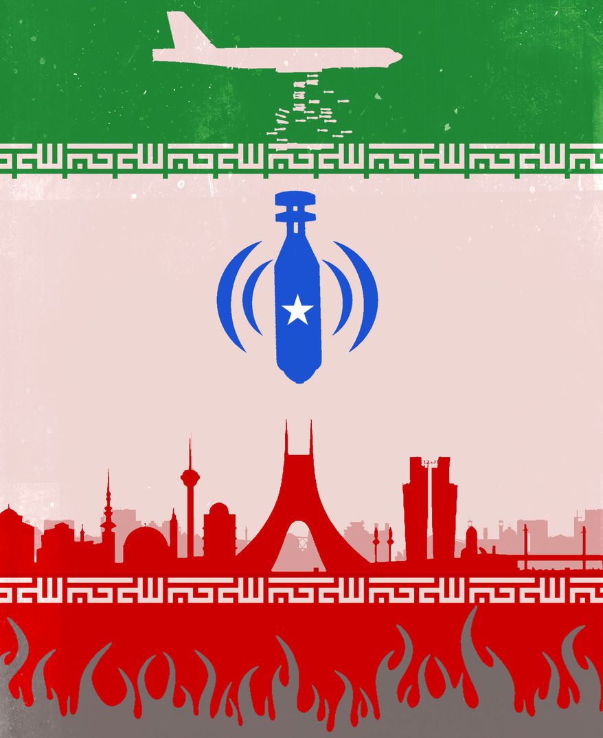 The United States of America's war with Iran illustration by Linas Garsys / The Washington Times