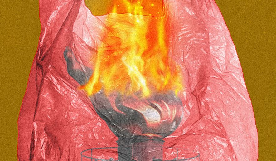 Stopping the use of plastic containers in the United States of America illustration by Linas Garsys / The Washington Times