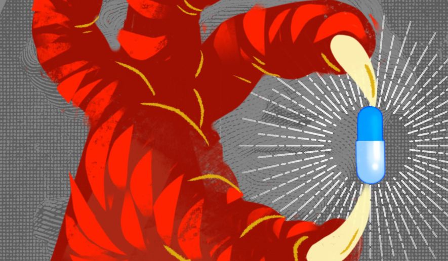 China's biotech and pharmaceutical (drug) industry competing with the United States of America illustration by Linas Garsys / The Washington Times