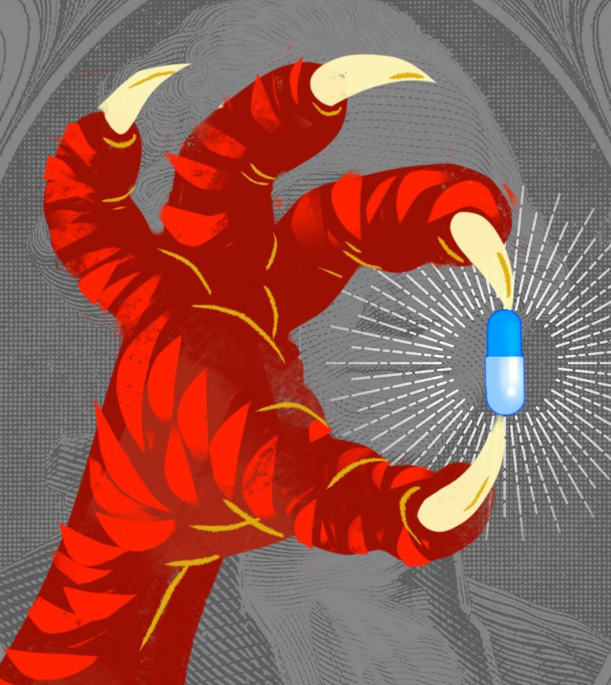 China's biotech and pharmaceutical (drug) industry competing with the United States of America illustration by Linas Garsys / The Washington Times