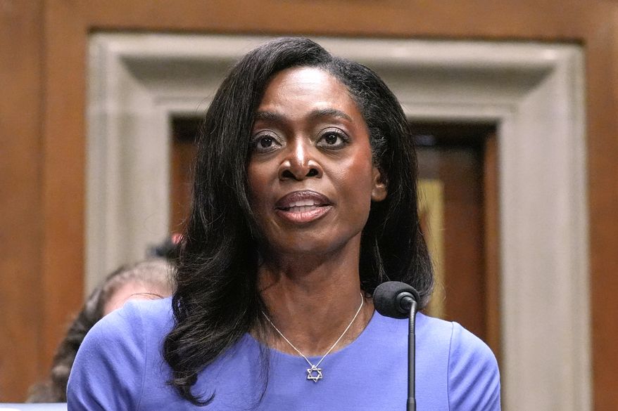 Erica Schwartz testifies during a Senate Health Education Labor and Pensions committee confirmation hearing to be the director of the Centers for Disease Control and Prevention on Capitol Hill, Wednesday, July 15, 2026, in Washington. (AP Photo/Mariam Zuhaib)