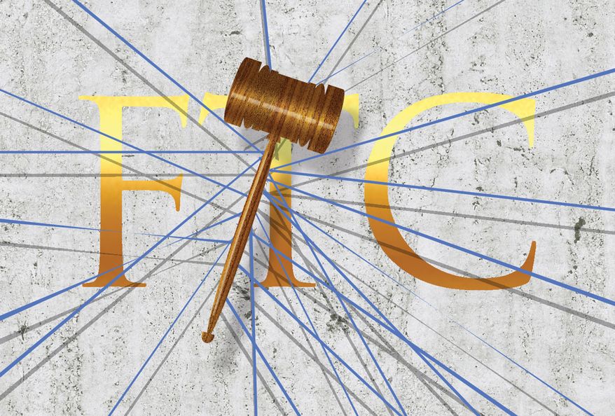 Federal Trade Commission (FTC) and the courts illustration by Alexander Hunter/The Washington Times
