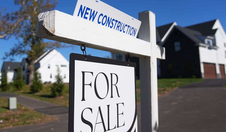 FILE - A sign is posted for a new home for sale in Ambler, Pa., Oct. 16, 2025. (AP Photo/Matt Rourke, File)