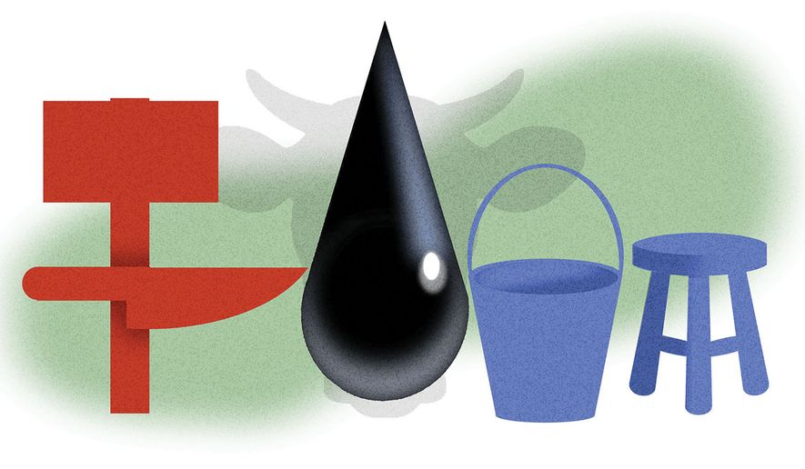Democrats destroying energy companies over climate change illustration by Alexander Hunter/The Washington Times