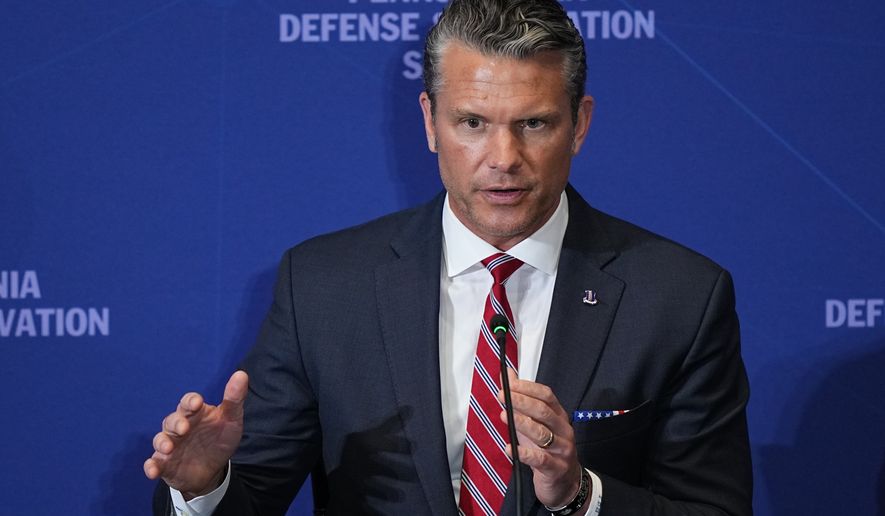 Defense Secretary Pete Hegseth speaks at the United States Army War College in Carlisle, Pa., during the Pennsylvania Defense and Innovation Summit, Wednesday, July 15, 2026. (AP Photo/Matt Rourke)