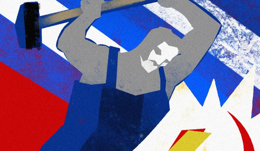 Fighting communism in the United States of America illustration by Linas Garsys / The Washington Times