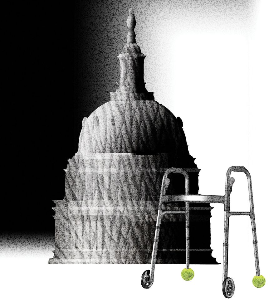 Aging Congress and term limits illustration by Alexander Hunter/The Washington Times