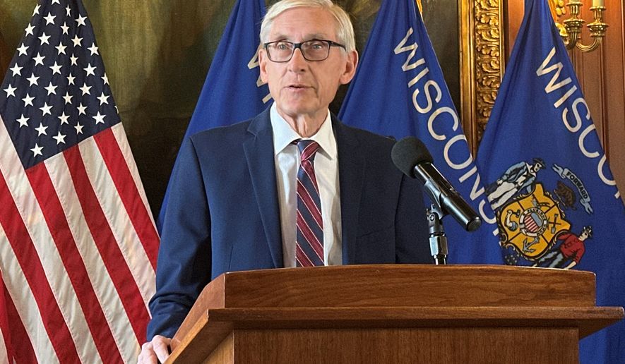 Wisconsin Gov. Tony Evers speaks during a news conference, Jan. 12, 2026, in Madison, Wis. (AP Photo/Scott Bauer, File)