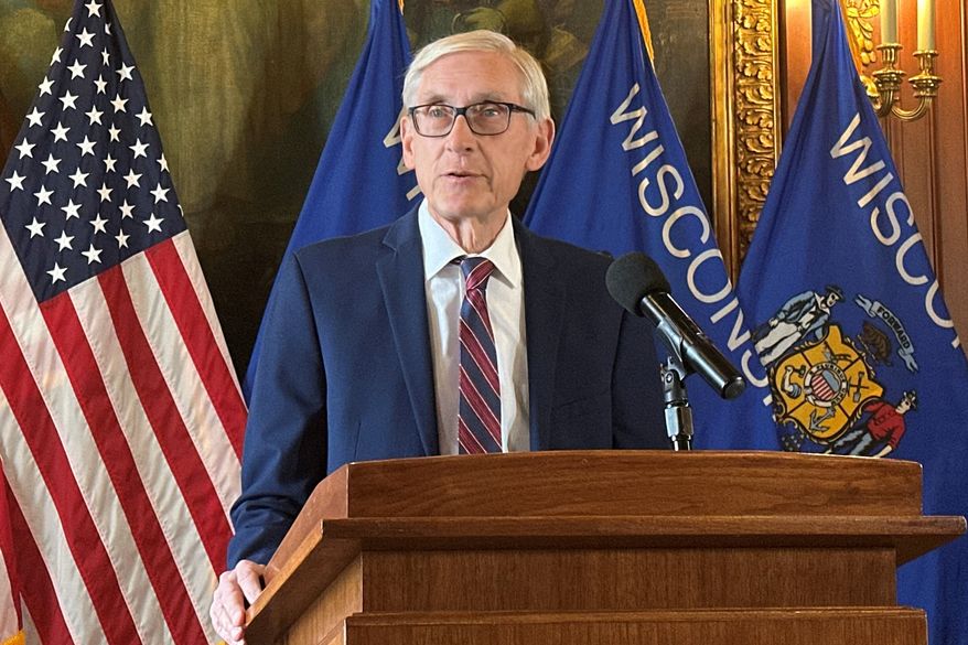 Wisconsin Gov. Tony Evers speaks during a news conference, Jan. 12, 2026, in Madison, Wis. (AP Photo/Scott Bauer, File)