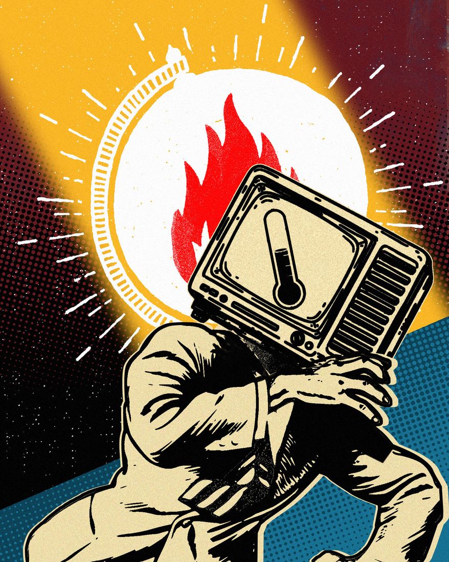 New media reporting climate change illustration by Linas Garsys / The Washington Times