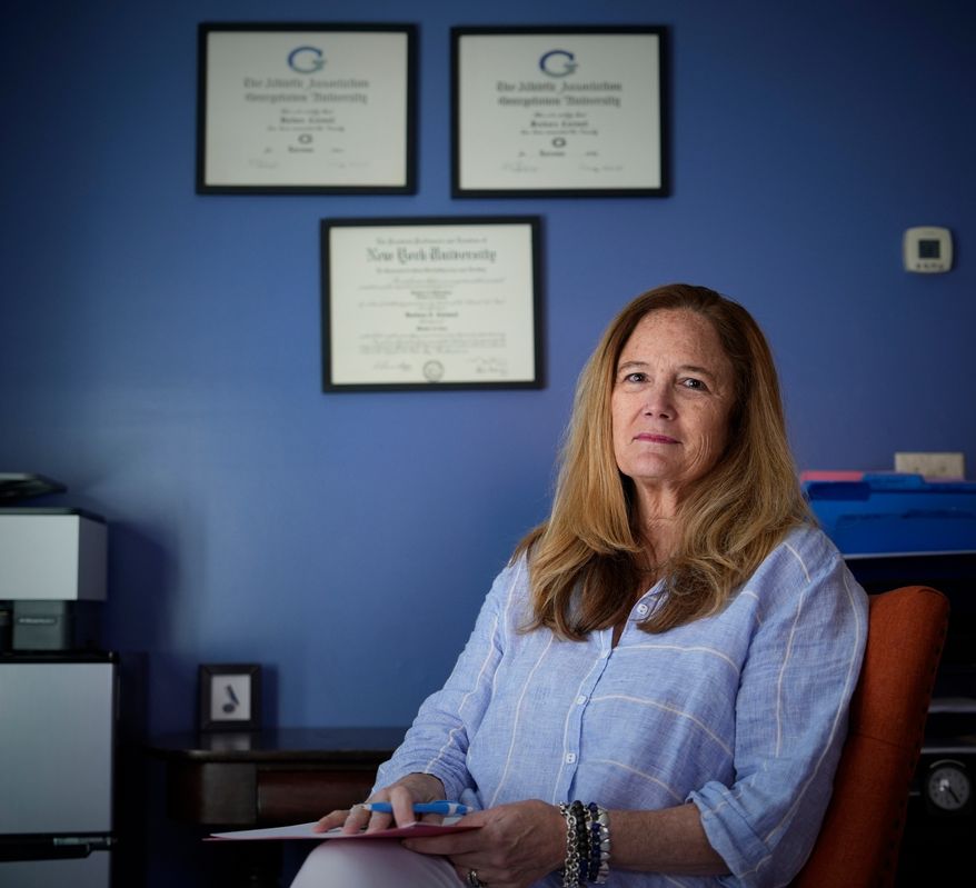 Barbara Howaniec, a psychiatric nurse practitioner, poses for a photo in her office on Monday, June 15, 2026, in Portland, Maine. (AP Photo/Robert F. Bukaty)
