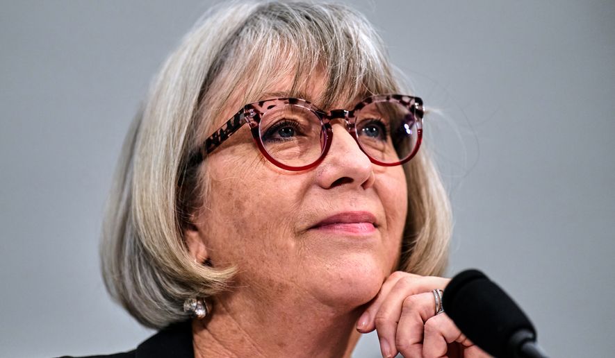 Anthea Hartig, Director of the National Museum of American History, part of the Smithsonian Institute, testifies during a House Committee on Oversight and Government Reform Subcommittee on Delivering on Government Efficiency hearing about the Smithsonian, Tuesday, July 21, 2026, in Washington. (AP Photo/Jacquelyn Martin)