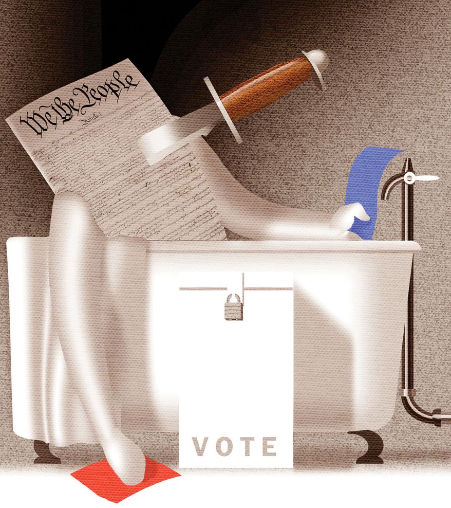 Political violence in the United States of America illustration by Alexander Hunter/The Washington Times