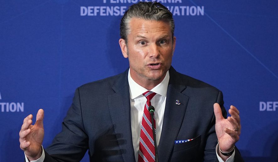 Defense Secretary Pete Hegseth speaks at the United States Army War College in Carlisle, Pa., during the Pennsylvania Defense and Innovation Summit, Wednesday, July 15, 2026. (AP Photo/Matt Rourke)