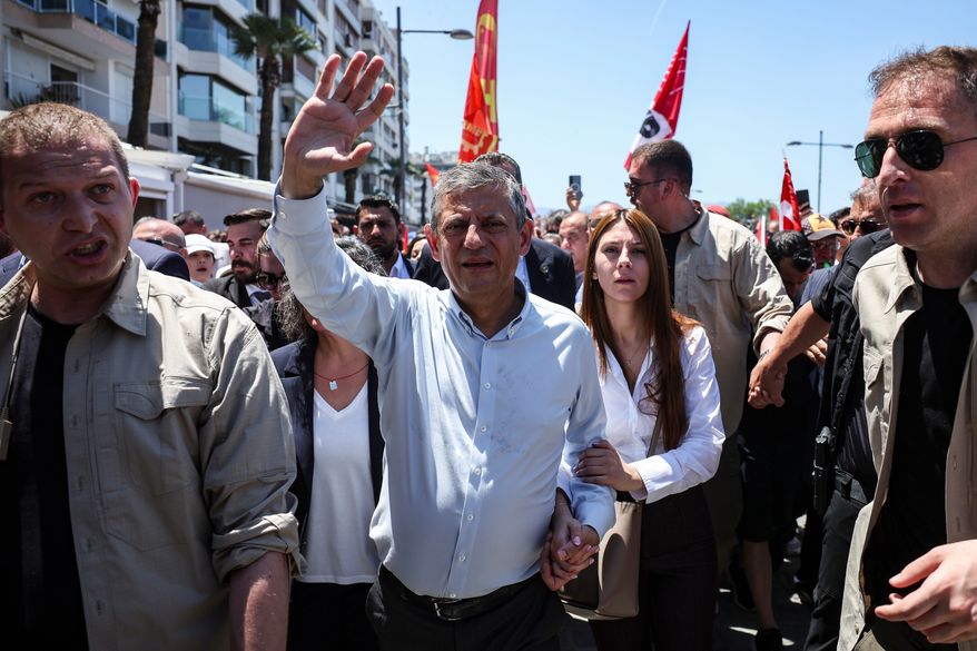 FILE - Deposed leader of Turkey's main opposition Republican People's Party (CHP) Ozgur Ozel arrives for a rally in Izmir, Turkey, Tuesday, May 26, 2026. (AP Photo/Erdem Sahin, File)
