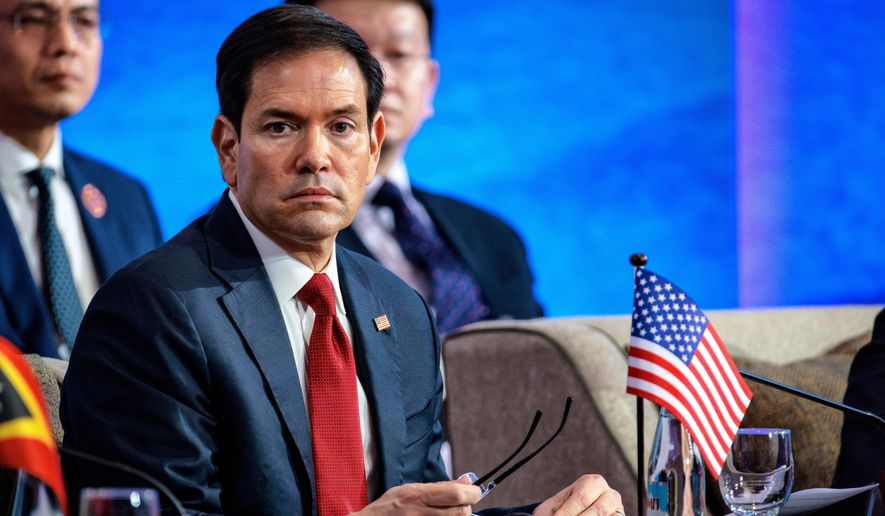 U.S. Secretary of State Marco Rubio attends the 33rd ASEAN Regional Forum (ARF), part of the Association of Southeast Asian Nations (ASEAN) Foreign Ministers' Meeting in Pasay, Metro Manila, Philippines Thursday, July 23, 2026. (Ezra Acayan/Pool Photo via AP)