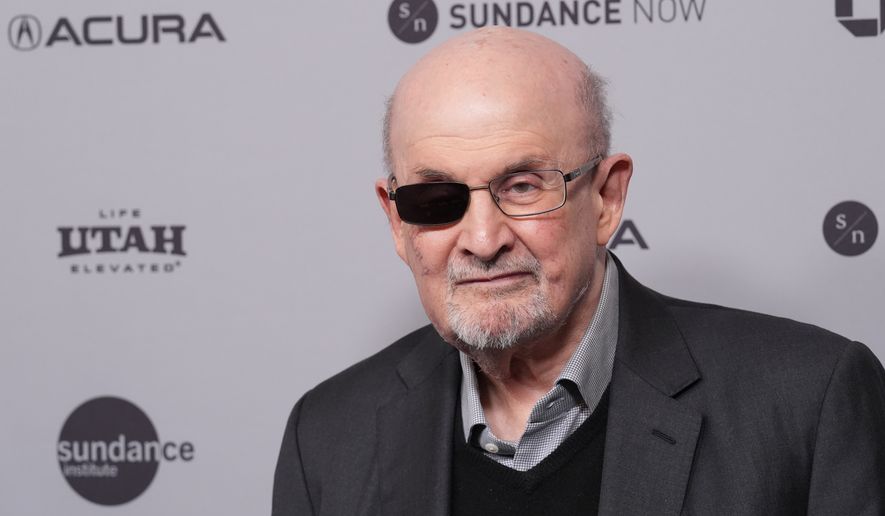 FILE - Novelist Salman Rushdie attends the premiere of the documentary film "Knife: The Attempted Murder of Salman Rushdie" during the Sundance Film Festival on Jan. 25, 2026, at The Ray in Park City, Utah. (AP Photo/Chris Pizzello, File)