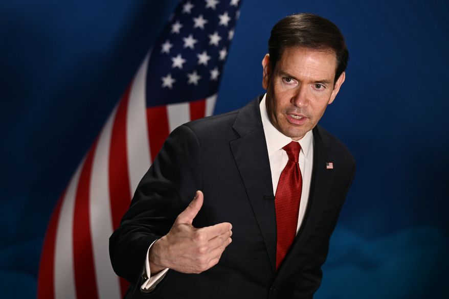 Secretary of State Marco Rubio speaks to the press on the sidelines of the Association of Southeast Asian Nations (ASEAN) Foreign Ministers Meeting, in Pasay, Metro Manila, Philippines, Thursday, July 23, 2026. (Brendan Smialowski/Pool Photo via AP) ** FILE **