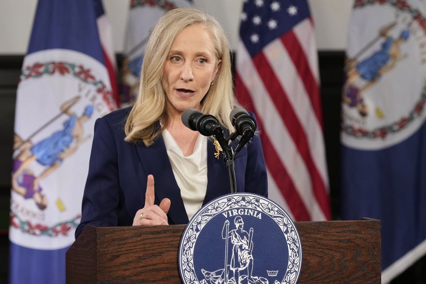 Virginia Gov. Abigail Spanberger delivers the Democratic response to President Donald Trump's State of the Union address, Feb. 24, 2026, in Williamsburg, Va. (AP Photo/Steve Helber, Pool, File)