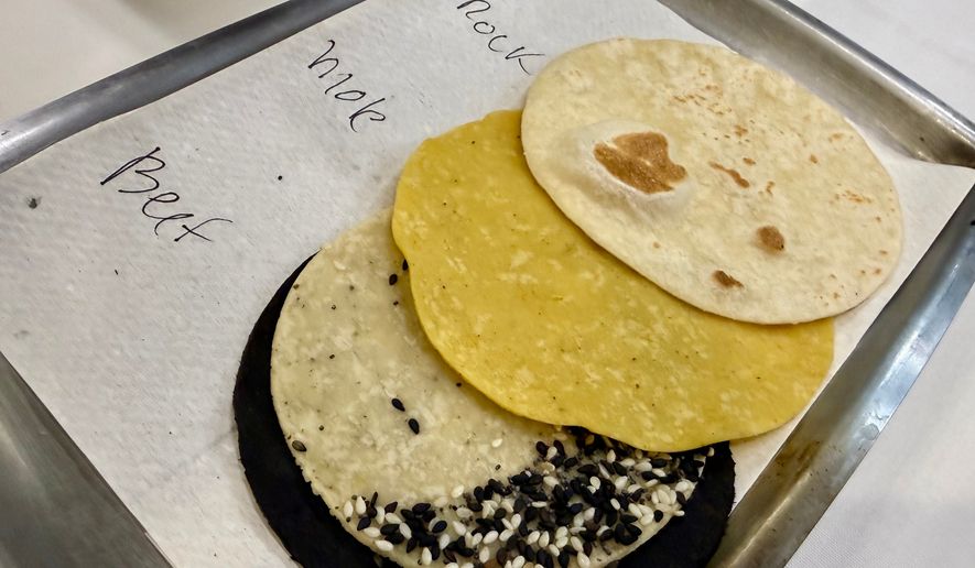 Tortillas are displayed at Californios, the first Mexican restaurant in the world to earn three Michelin stars, Thursday, July 16, 2026, in San Francisco. (AP Photo/Haven Daley)