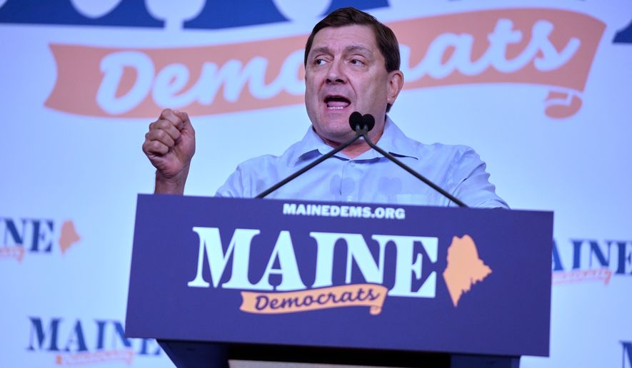Troy Jackson, Democratic candidate for U.S. Senate, speaks at the Maine Democratic Nominating Convention, Saturday, July 25, 2026, in Bangor, Maine. (AP Photo/Robert F. Bukaty)