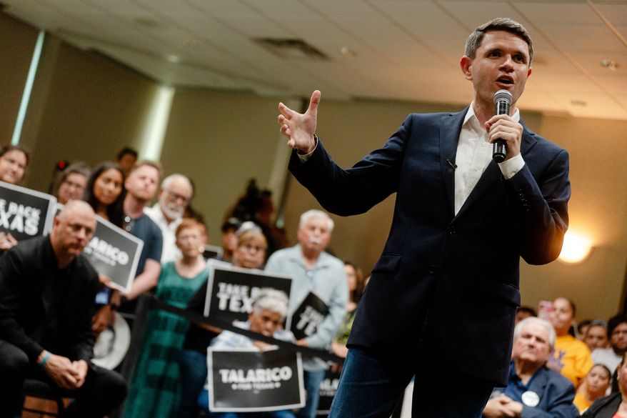 Democratic Senate candidate James Talarico speaks at a rally on Monday, July 13, 2026, in Eagle Pass, Texas. (AP Photo/Brenda Bazán) ** FILE **
