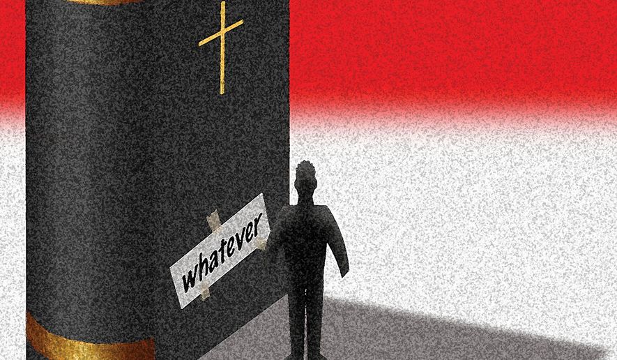 Belief in the scriptures (bible) illustration by Alexander Hunter/The Washington Times