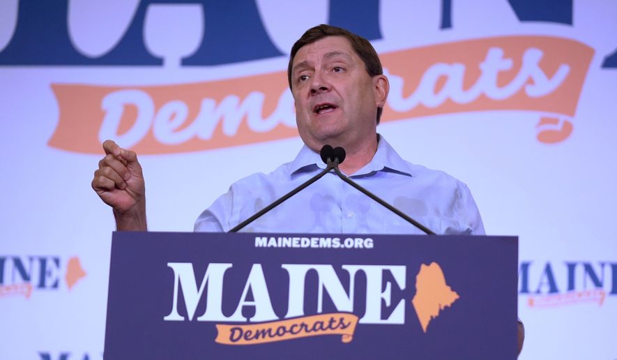 Troy Jackson, Democratic candidate for U.S. Senate, speaks at the Maine Democratic Nominating Convention, Saturday, July 25, 2026, in Bangor, Maine. (AP Photo/Robert F. Bukaty)