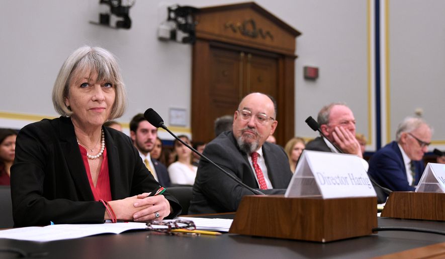 From left, Anthea Hartig, Director of the National Museum of American History, Smithsonian Institute, Mike Gonzalez, E Pluribus Unum Senior Fellow at the Kathryn and Shelby Cullom Davis Institute for National Security and Foreign Policy at The Heritage Foundation, Matthew Spalding, Kirby Professor in Constitutional Government at Hillsdale College, and David Blight, Sterling Professor of American History at Yale University, testify during a House Committee on Oversight and Government Reform Subcommittee hearing about the Smithsonian, Tuesday, July 21, 2026, in Washington. (AP Photo/Jacquelyn Martin)